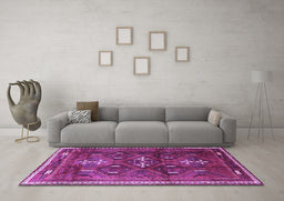 Machine Washable Persian Purple Traditional Area Rugs in a Living Room, wshtr3401pur