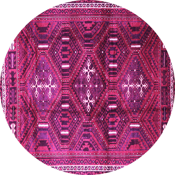 Round Machine Washable Persian Pink Traditional Rug, wshtr3401pnk