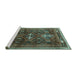 Sideview of Machine Washable Persian Turquoise Traditional Area Rugs, wshtr3401turq