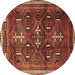 Round Persian Brown Traditional Rug, tr3401brn