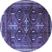 Round Persian Blue Traditional Rug, tr3401blu