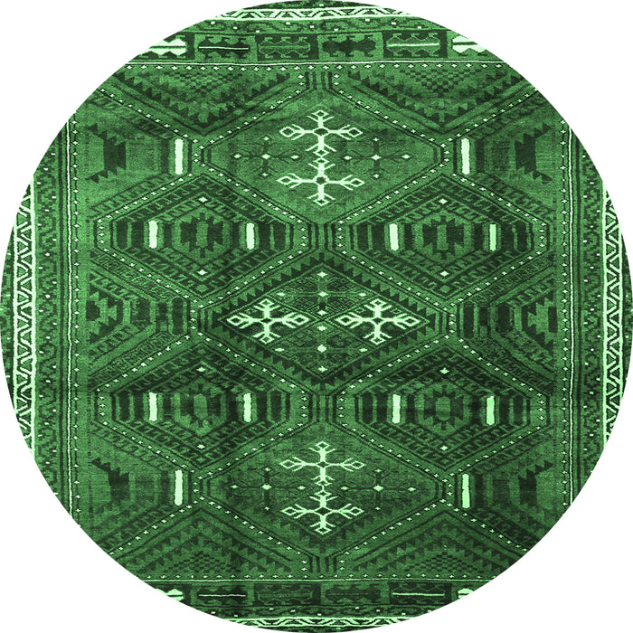 Round Persian Emerald Green Traditional Rug, tr3401emgrn