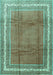 Machine Washable Persian Turquoise Traditional Area Rugs, wshtr3402turq