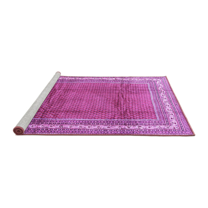 Sideview of Machine Washable Persian Purple Traditional Area Rugs, wshtr3402pur