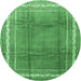 Round Persian Emerald Green Traditional Rug, tr3402emgrn