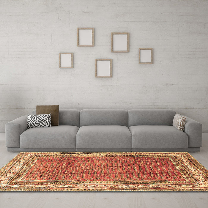 Machine Washable Persian Brown Traditional Rug in a Living Room,, wshtr3402brn