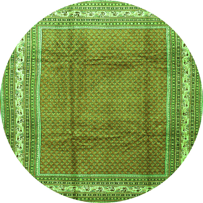 Square Persian Green Traditional Rug, tr3402grn