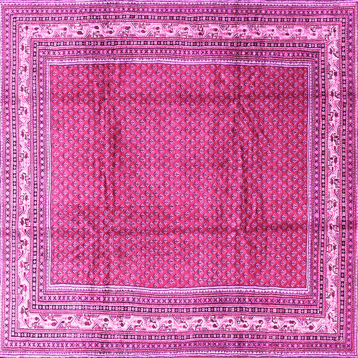 Square Machine Washable Persian Pink Traditional Rug, wshtr3402pnk