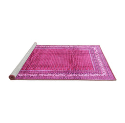 Sideview of Machine Washable Persian Pink Traditional Rug, wshtr3402pnk