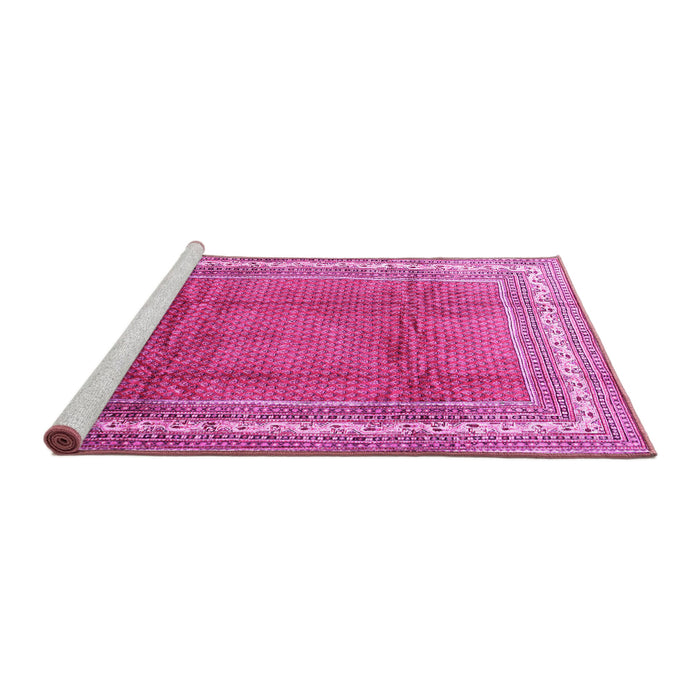 Sideview of Machine Washable Persian Pink Traditional Rug, wshtr3402pnk