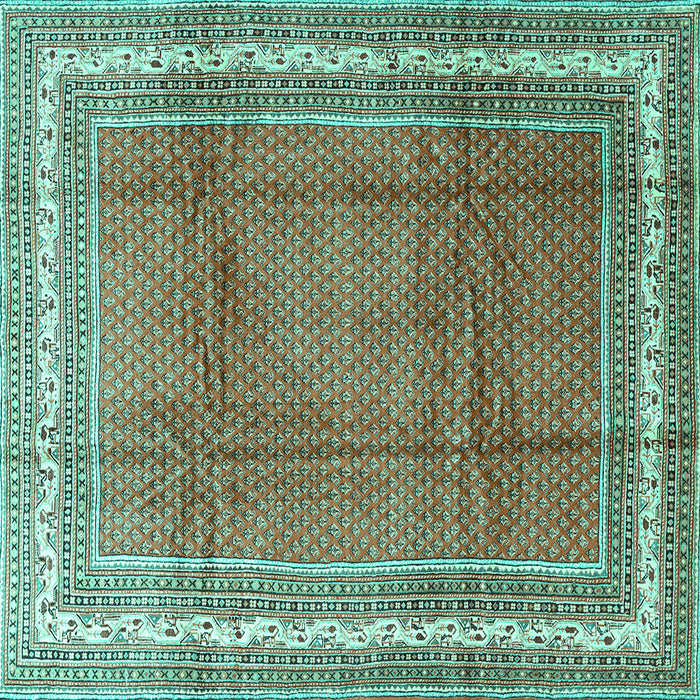 Square Machine Washable Persian Turquoise Traditional Area Rugs, wshtr3402turq