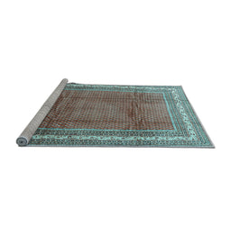Sideview of Machine Washable Persian Light Blue Traditional Rug, wshtr3402lblu