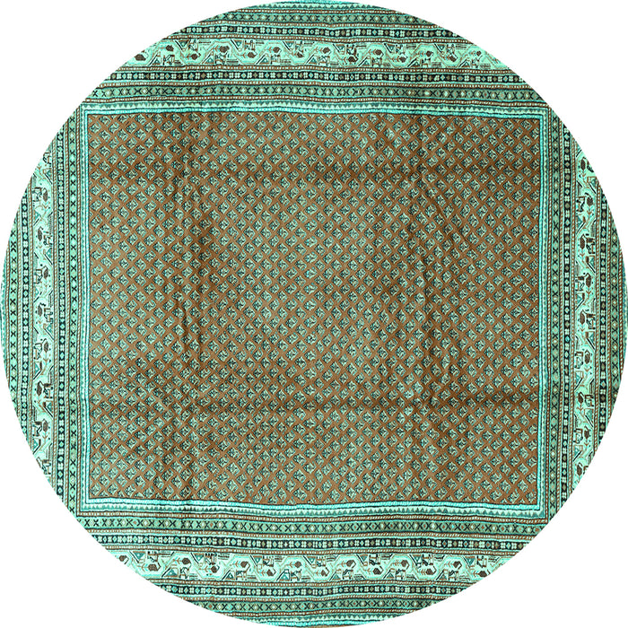 Round Persian Turquoise Traditional Rug, tr3402turq