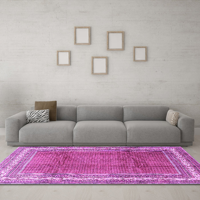 Machine Washable Persian Purple Traditional Area Rugs in a Living Room, wshtr3402pur
