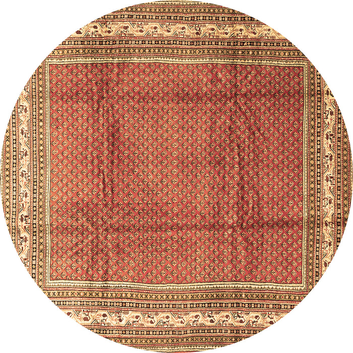 Round Persian Brown Traditional Rug, tr3402brn