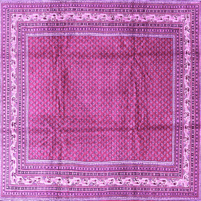 Square Machine Washable Persian Purple Traditional Area Rugs, wshtr3402pur