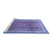 Sideview of Machine Washable Persian Blue Traditional Rug, wshtr3402blu