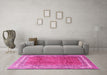 Machine Washable Persian Pink Traditional Rug in a Living Room, wshtr3402pnk