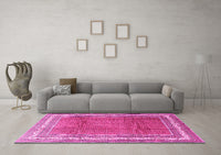 Machine Washable Persian Pink Traditional Rug, wshtr3402pnk