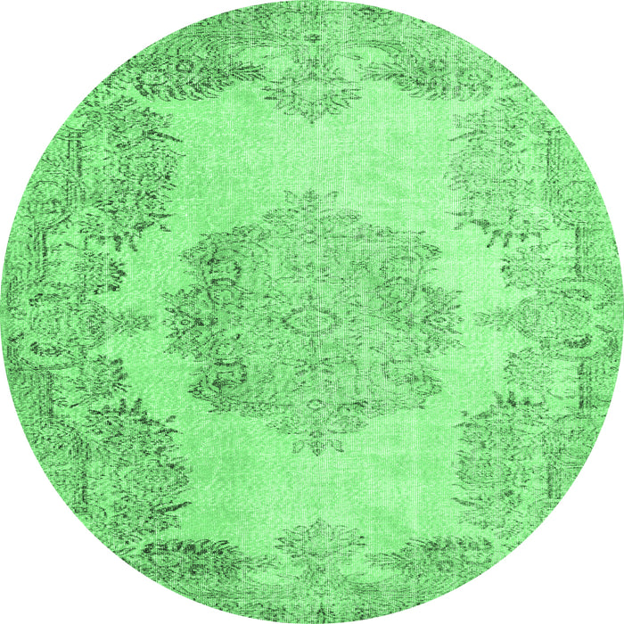 Round Persian Emerald Green Traditional Rug, tr3403emgrn