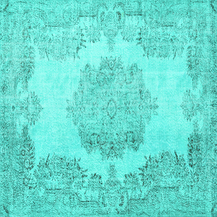 Square Machine Washable Persian Turquoise Traditional Area Rugs, wshtr3403turq
