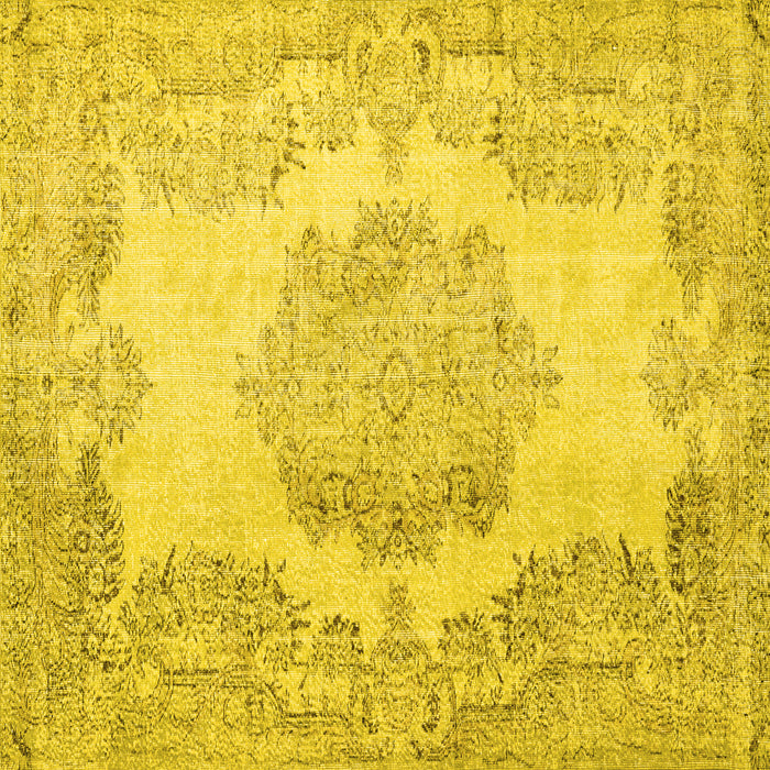 Square Persian Yellow Traditional Rug, tr3403yw