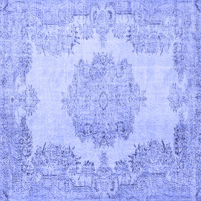 Square Machine Washable Persian Blue Traditional Rug, wshtr3403blu