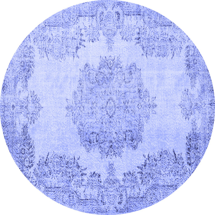 Round Persian Blue Traditional Rug, tr3403blu