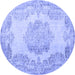 Round Persian Blue Traditional Rug, tr3403blu