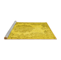 Sideview of Machine Washable Persian Yellow Traditional Rug, wshtr3403yw