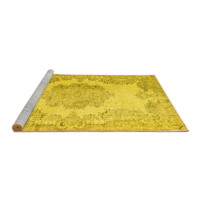 Sideview of Machine Washable Persian Yellow Traditional Rug, wshtr3403yw