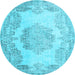 Round Persian Light Blue Traditional Rug, tr3403lblu