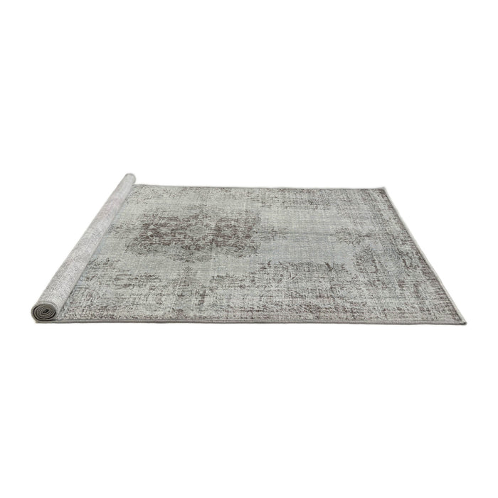 Sideview of Machine Washable Traditional Grey Gray Rug, wshtr3404