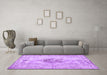 Machine Washable Persian Purple Traditional Area Rugs in a Living Room, wshtr3404pur