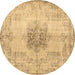 Round Persian Brown Traditional Rug, tr3404brn