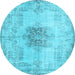 Round Persian Light Blue Traditional Rug, tr3404lblu