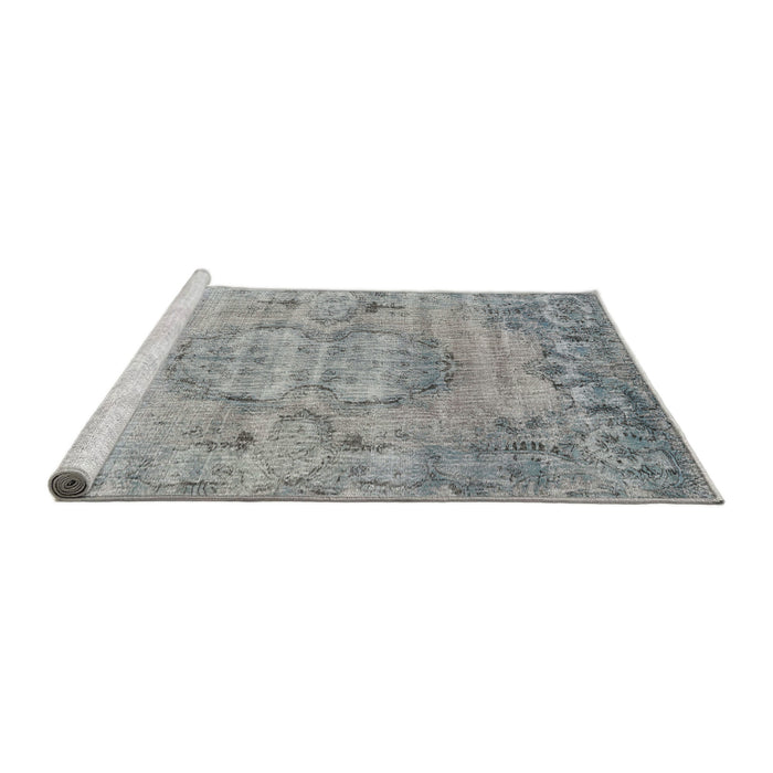 Sideview of Machine Washable Traditional Silver Gray Rug, wshtr3405