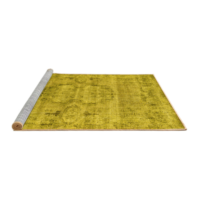 Sideview of Machine Washable Persian Yellow Traditional Rug, wshtr3405yw