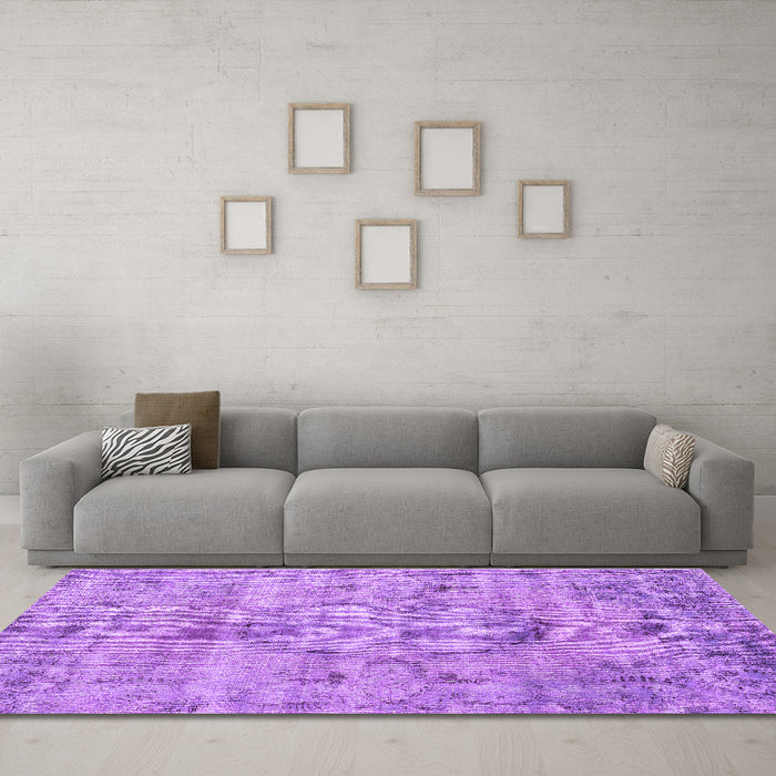 Machine Washable Persian Purple Traditional Area Rugs in a Living Room, wshtr3405pur