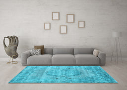 Machine Washable Persian Light Blue Traditional Rug in a Living Room, wshtr3405lblu