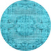 Round Persian Light Blue Traditional Rug, tr3405lblu