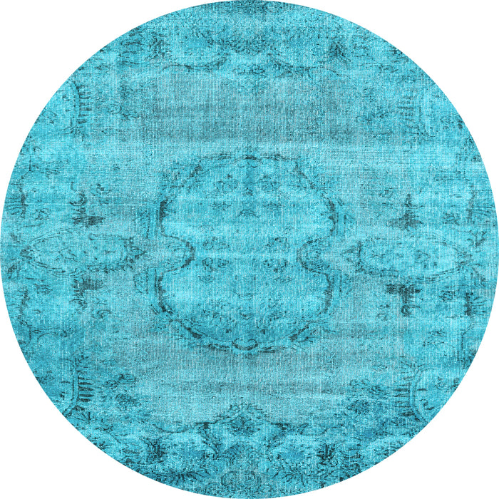 Round Machine Washable Persian Light Blue Traditional Rug, wshtr3405lblu