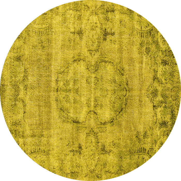 Round Persian Yellow Traditional Rug, tr3405yw