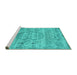 Sideview of Machine Washable Persian Turquoise Traditional Area Rugs, wshtr3405turq