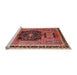 Sideview of Machine Washable Traditional Orange Salmon Pink Rug, wshtr3406