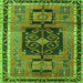 Round Machine Washable Persian Green Traditional Area Rugs, wshtr3406grn