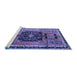 Sideview of Machine Washable Persian Blue Traditional Rug, wshtr3406blu