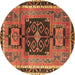 Round Persian Brown Traditional Rug, tr3406brn