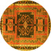 Round Machine Washable Persian Yellow Traditional Rug, wshtr3406yw