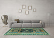 Machine Washable Persian Turquoise Traditional Area Rugs in a Living Room,, wshtr3406turq